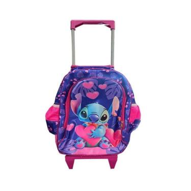 Imagem de Mochila Escolar Infantil Com Rodinhas Baby Stitch Roxo - Gv Bolsas