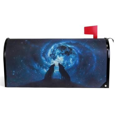 Imagem de TSENQUE Capas decorativas para caixa de correio magnética de outono envoltório de vinil bule céu lobo decoração moderna caixa de correio tamanho padrão 52,6 x 45,8 cm