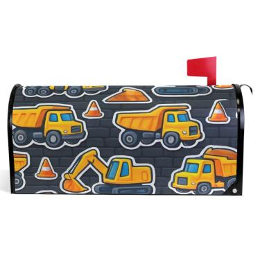 Imagem de TSENQUE Capas de caixa de correio magnéticas decorativas de outono envoltório de caixa de correio vinil à prova de intempéries decoração de caixa de correio amarelo desenhos animados veículos de