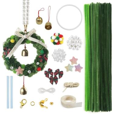 Imagem de TOAOB 151 peças de limpadores de cachimbo verde escuro hastes de chenille kit pompons para ornamentos, suprimentos de artesanato, bastões fofos e difusos para carro, pingente de espelho retrovisor