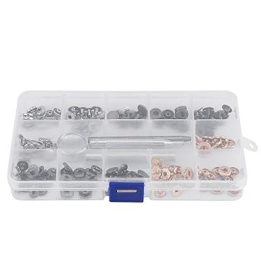 Imagem de Phefop 40 Conjuntos de Kit de Fixadores de Pressão de Couro, Botões de Metal, Botões de Pressão Com 4 Ferramentas de Configuração e Caixa de Armazenamento de Cores Misturadas para (655#10MM)