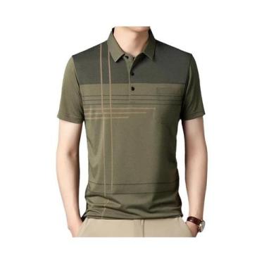 Imagem de Camisas polo coreanas para homens, camisas casuais de manga curta slim