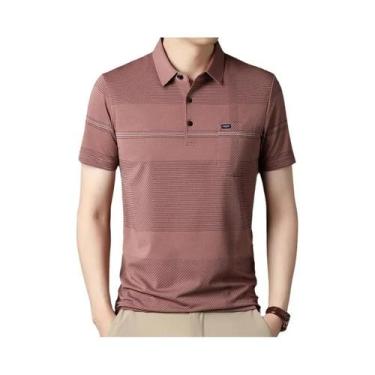 Imagem de Camisas polo coreanas para homens, camisas casuais de manga curta slim