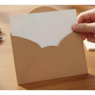 Imagem de Envelope Mini Convite Kraft Pardo 80g + Cartão Branco | 11,5x8cm - Rústico, Mimos para Lojistas e Lembrancinhas - Kit 100 Unidades