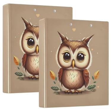 Imagem de Fichários fofos com 3 anéis marrons de 3 cm comporta 200 folhas, portfólio de pastas fofas, anel redondo, fichário de apresentação, 31,5 x 27 x 6 cm, 1 pacote