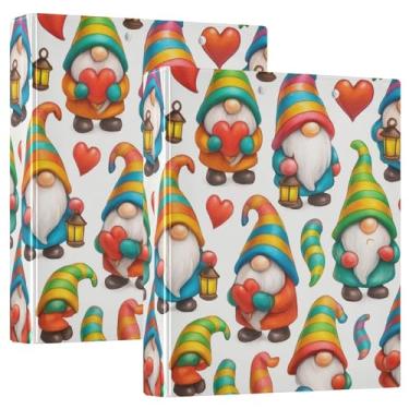 Imagem de Fichários fofos com três anéis listrados coloridos de 3 cm, 200 folhas, portfólio de pastas de desenho animado, fichário redondo, 31,5 x 27 x 6 cm, 1 pacote