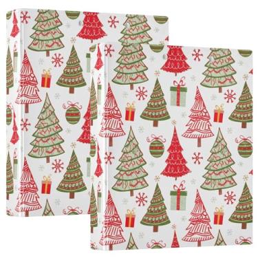 Imagem de Fichários de árvores de Natal de 3 cm com 3 anéis para guardar 200 folhas, pastas de animais fofos, portfólio, anel redondo, 31,5 x 27 x 6 cm, pacote com 2