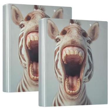 Imagem de Fichários personalizados engraçados de expressão de zebra de 3,8 cm, 3 anéis, comporta 200 folhas, fichário de apresentação de anel redondo, 31,5 x 27 x 6 cm, 1 pacote