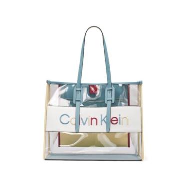 Imagem de Calvin Klein Bolsa feminina moderna essencial extra grande, Transparente/Multi, One Size