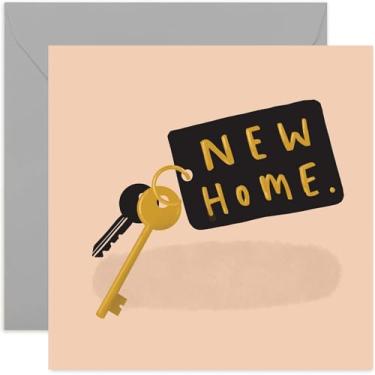 Imagem de Old English Co. Keys New Home Card - Cartão de felicitações de inauguração de casa | Ilustração divertida de chaveiro | Dentro em branco e envelope incluídos