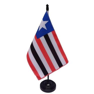 Imagem de Bandeira de Mesa Maranhão, Decorativa, Dupla Face, Multicolorido, 19x13cm, Base e Haste Preta, para Escritório e Eventos, Tecido Oxford