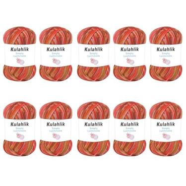 Imagem de Kulahlik Fio acrílico de 500 g (10 x 50 g) para crochê e tricô, fio gradiente colorido, 10 rolos de novelos, Hilo Acrílico multicolorido, perfeito para projetos de artesanato DIY