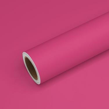 Imagem de VEELIKE Papel de parede rosa choque e cola papel de contato rosa para armários móveis realce paredes faça você mesmo 118 x 61 cm de largura autoadesivo magenta espesso papel de parede para meninas