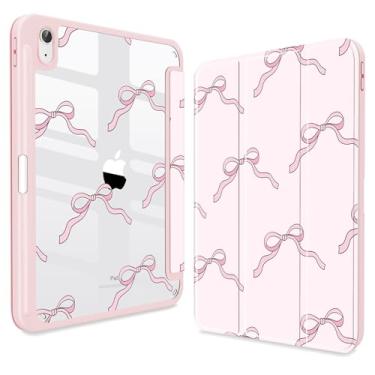 Imagem de CISSOOK Capa para iPad de 11 polegadas 2025 (A16)/iPad 10ª geração 2022, com suporte para Apple Pencil, hibernar/despertar automático, capa à prova de choque com laço translúcido rosa blush