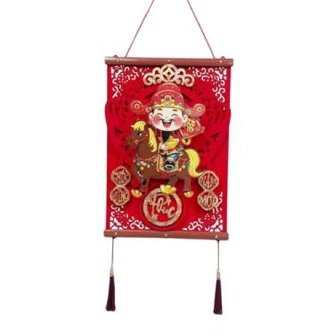 Imagem de KiBcsLic Decoração de Ano Chinês com Borlas, Ornamento Tradicional de Ano Lunar, Placa Decorativa para Pendurar na Entrada ou Sala de Estar, Style B