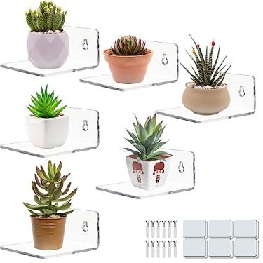 Imagem de Prateleiras de parede de acrílico para armazenamento, prateleira flutuante, prateleiras de exibição de acrílico, bordas para figuras pop, plantas, fotos para decoração de quarto, sala de estar