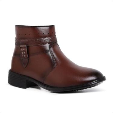 Imagem de Bota Feminina Coturno Cano Curto Zíper Fivela Lateral - Própia, Capucc