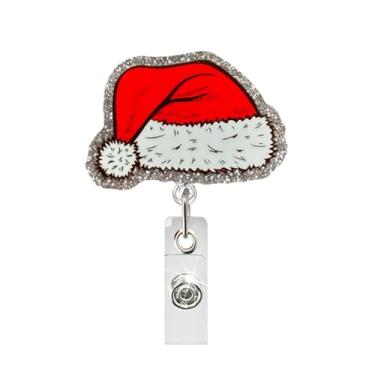 Imagem de Porta-crachá retrátil de Natal de inverno, Papai Noel, boneco de neve, crachás de Natal com clipe jacaré