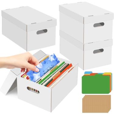 Imagem de Caixa organizadora de cartões comemorativos com 20 divisórias para mais de 600 cartões, porta-cartões de grande capacidade com 4 etiquetas adesivas, caixa branca para cartões postais, fotos, envelope