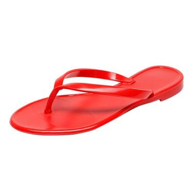 Imagem de OMGard Chinelos femininos de gelatina, sandálias de dedo gelatinosas, sapatilhas, chinelos transparentes, verão, praia, piscina, chinelos tamanho 10, sem cadarço, secagem rápida, macio, Vermelho, 38