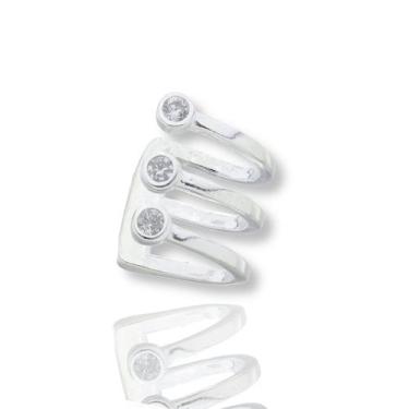 Imagem de Piercing De Pressão Prata 925 Argola Cravejado Triplo - La&Ny Pratas, 