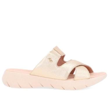 Imagem de Tamanco Feminino Usaflex Slide Plataforma tiras autocolantes Couro, 38