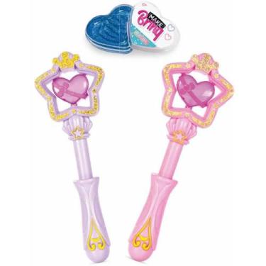 Imagem de Varinha Encantada Infantil Make BRINQ com LUZ, Som e GLOSS Labial - Ma