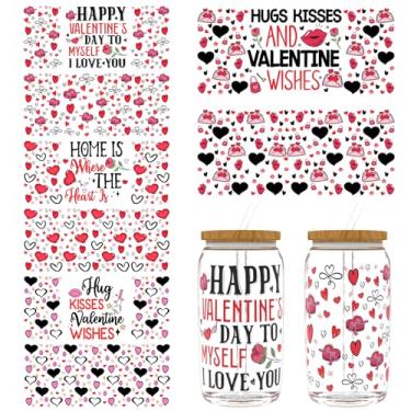 Imagem de XRTHGS UV DTF Cup Wrap 8 peças notas de dia dos namorados adesivos vibrantes de alta viscosidade 473 ml para superfícies lisas planas e rígidas canecas de óculos e laptops