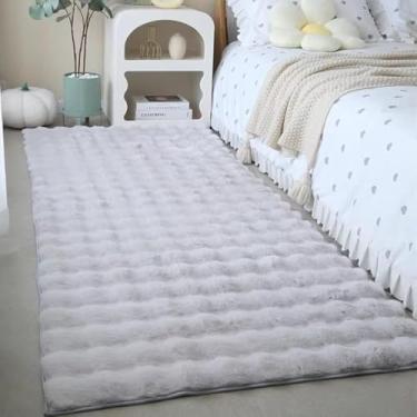 Imagem de Tapete De Inverno Espesso Cabeceira De Cama Antiderrapante Quarto De Dormir 60x90 CM (JY-117 Cinza clara)
