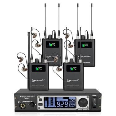 Imagem de happymusic Monitor intra-auricular estéreo sem fio HM-10 Retorno de palco sem fio profissional para apresentações em palco privado (HM-10-4R)