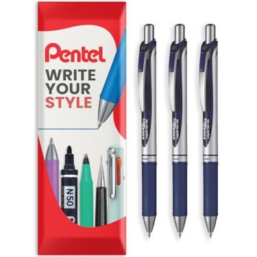 Imagem de Pentel Caneta de tinta gel líquida retrátil EnerGel XM BL77 – 0,7 mm – 54% reciclada – Pacote com 3 – Azul marinho