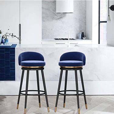 Imagem de KIDYBO Banquetas de bar com altura de bar com costas conjunto de 2 banquetas modernas de cozinha com bancos altos de veludo estofados