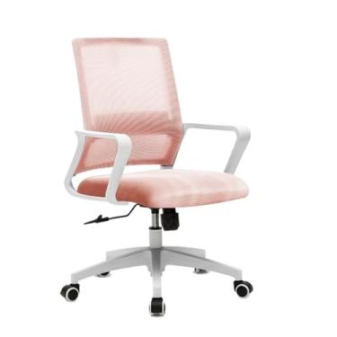 Imagem de Cadeiras giratórias giratórias de malha ergonômica ajustável, suporte lombar confortável para casa, quarto, estudo, dormitório, estudantes, adultos (rosa)