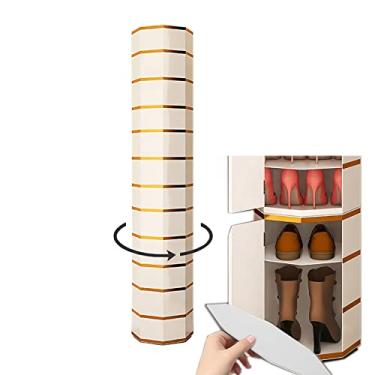 Imagem de Armário de sapatos, suporte giratório para sapatos, organizador de armazenamento com cubo superior, organizador de armazenamento com prateleiras abertas, suporte de sapatos para armário estreito