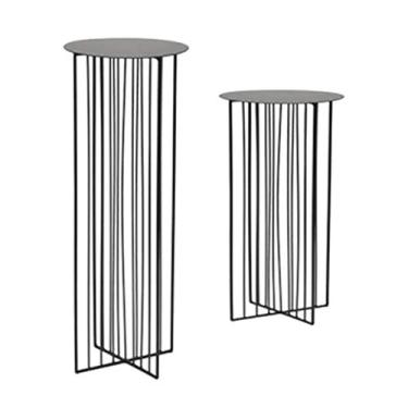 Imagem de Mesa lateral de duas peças para sala de estar, mesa de centro moderna geométrica, metal, mesa de cabeceira para quarto, 15 kg