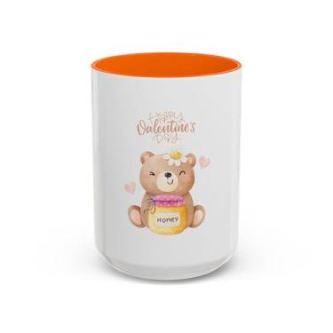 Imagem de Caneca de urso feliz dia dos namorados – copo de café com detalhe de pote de mel fofo
