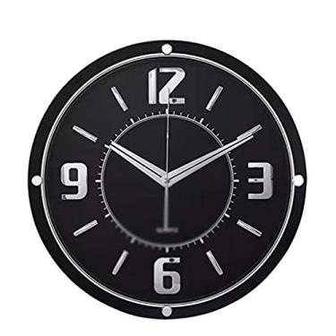 Imagem de Relógio de parede, grande mudo alimentado por bateria, fácil de ler, relógio redondo, relógio de parede simples e elegante (cor: preto)