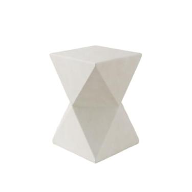 Imagem de Mesa de centro quadrada sofá mesa lateral forma geométrica rack de armazenamento minimalista varanda jardim cafeteria mesa lateral (branca)