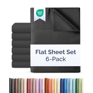 Imagem de Lençol de cima tamanho casal – Pacote com 6 lençóis de cima apenas – ultramacio, confortável, respirável e refrescante – qualidade de hotel e não amassa – roupa de cama fácil de cuidar, resistente a