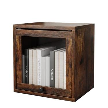 Imagem de FUSUNBAO Cubo mágico DIY organizador empilhável cubos para livros domésticos roupas brinquedo - sistema de armazenamento modular de cubo - organizador de armário - armário de estante (marrom antigo,