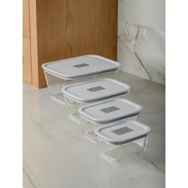Imagem de Kit 4 Potes de Vidro Herméticos Fresh Lock com Tampa – Forno, Micro-ondas e Lava-louças
