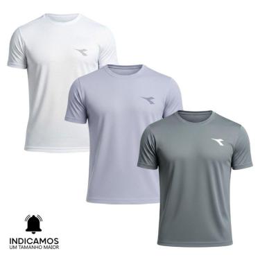 Imagem de Kit 3 Camisetas Diadora Small Logo Masculina - Branco e Cinza Claro GG-Masculino
