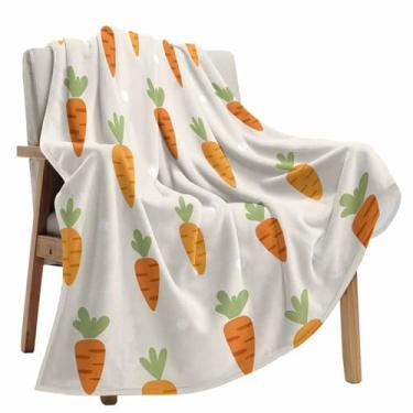 Imagem de Manta de Páscoa, cobertores e mantas de cenoura, macio, aconchegante, flanela, bolinhas, laranja, verde, cobertor para sofá-cama, sofá, cadeira, dormitório, primavera, férias, festa, decoração todas