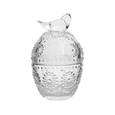 Imagem de Porta joias pássaro de vidro com tampa 9x16cm lembrancinhas - Wincy