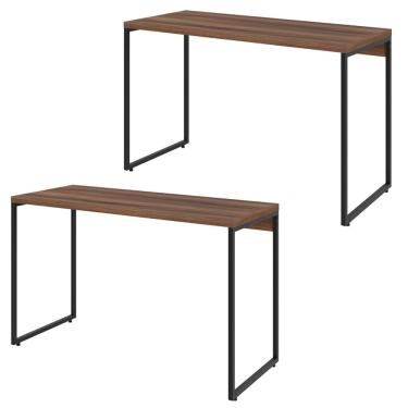 Imagem de Kit 02 Mesas Para Escritório e Home Office Industrial Aspen 120 cm C01 Nogal - Lyam Decor