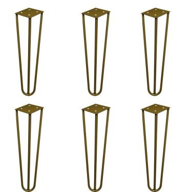 Imagem de Kit 6 Pés de Metal 25 CM Hairpin Legs Rack e Puffs Dourado