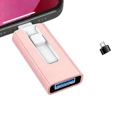 Imagem de Flash Drive para iPhone de 256 GB, cartão de foto para armazenamento de memória externa, faça backup e salve facilmente fotos de vídeos, pen drive USB de alta velocidade para iPhone/iPad/Android/PC