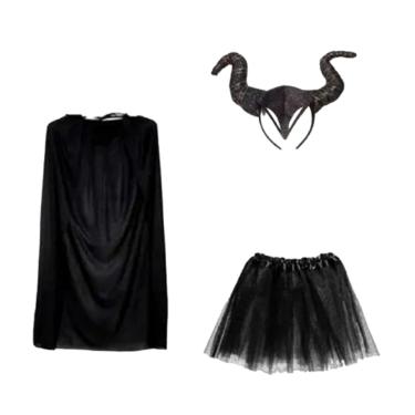 Imagem de Kit Bruxa Malévola C/ Tiara Capa e Saia Festas Eventos