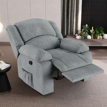 Imagem de Poltrona Do Papai Reclinável Sala De Cinema Madrid Manual Linho Cinza G26
