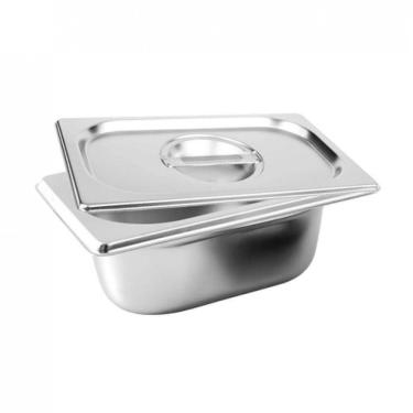 Imagem de Kit Cuba Gastronomica Com Tampa Inox Gn 1/9 X 65mm Brasinox